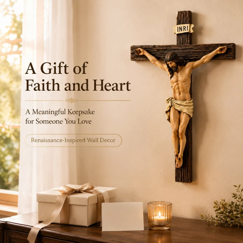 Renaissance Catholic Wall Crucifix 🏡 Resin Jesus Christ Wall Cross