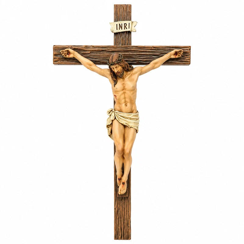 Renaissance Catholic Wall Crucifix 🏡 Resin Jesus Christ Wall Cross